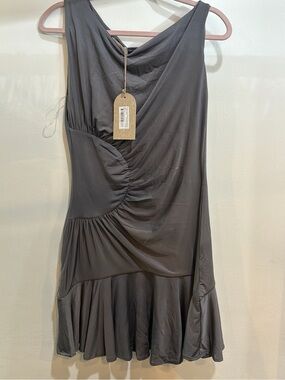 Off the shoulder Gray Ruched Detail Women's Dress